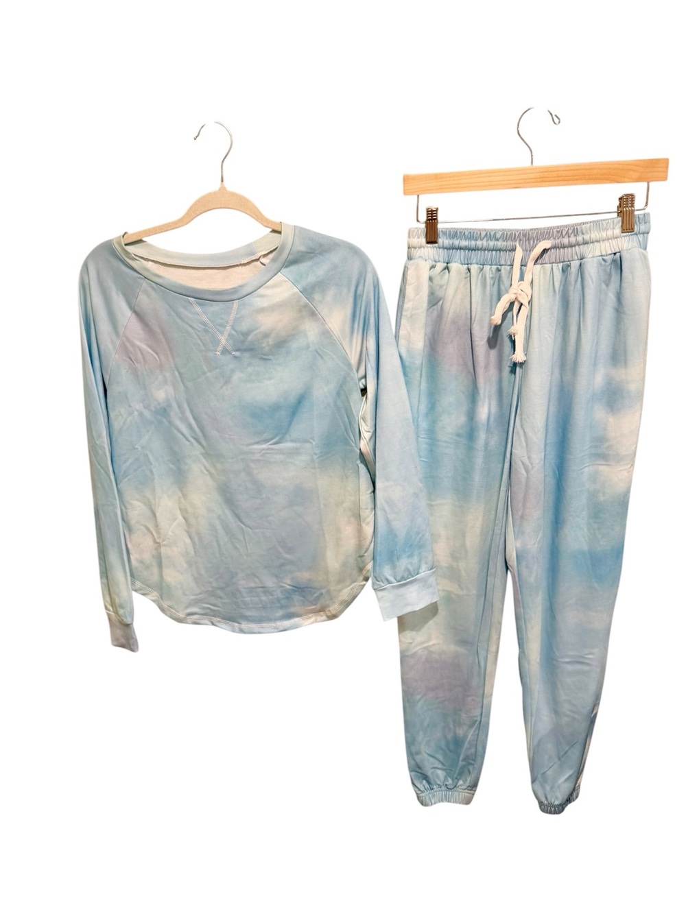 NWOT SET - Blue & Green Knit Top & Pants - Small - Priced to Sell!